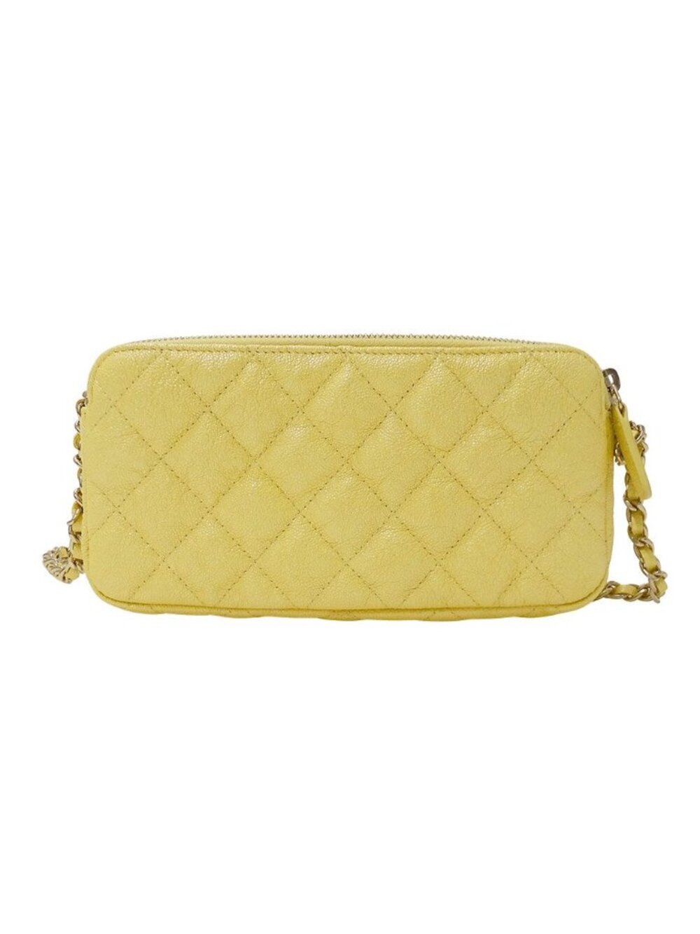 Chanel Wallet Shoulder Quilted Caviar Leather Yellow Gold Chain Logo Glittering - Picture 2 of 12